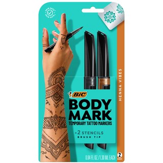 Foto 1 | Marcadores De Tatuaje Temporales Bic Bodymark Henna Vibes, Paquete De 2 - Venta Internacional.