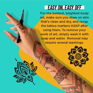 Foto 4 | Marcadores De Tatuaje Temporales Bic Bodymark Henna Vibes, Paquete De 2 - Venta Internacional.