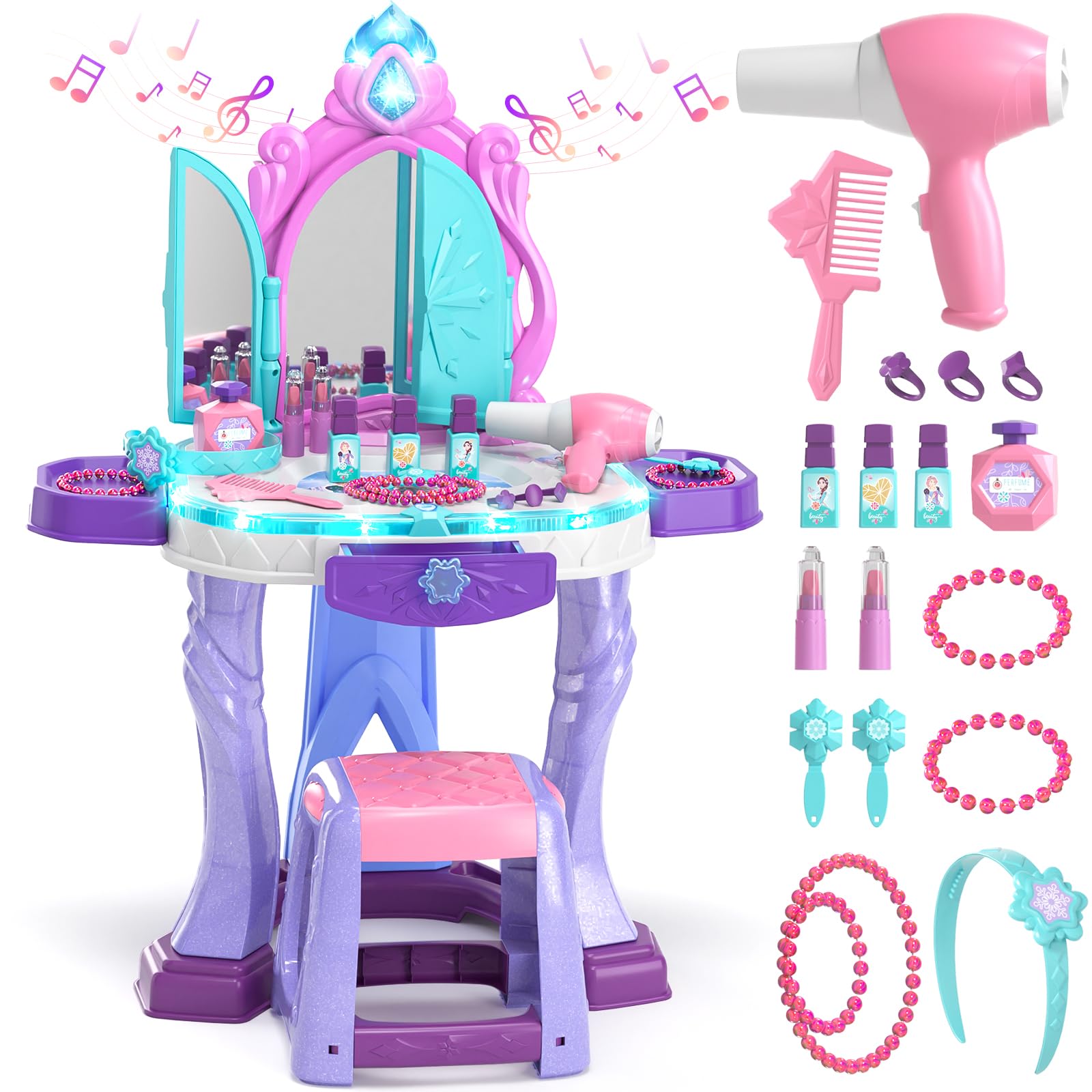Foto 2 pulgar | Set De Tocador Pretend Play Lehoo Castle Con Accesorios Para Niñas - Venta Internacional.