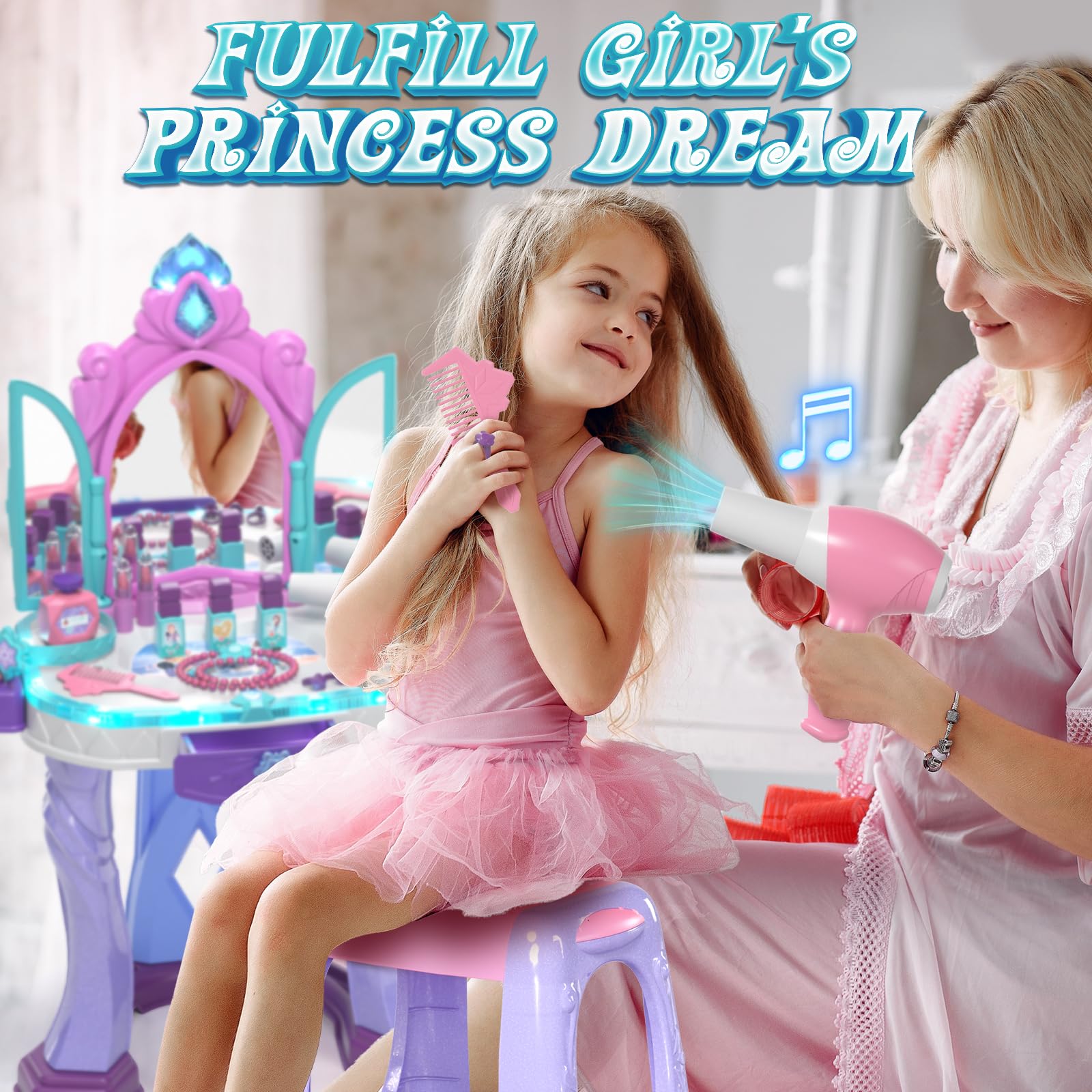 Foto 5 pulgar | Set De Tocador Pretend Play Lehoo Castle Con Accesorios Para Niñas - Venta Internacional.