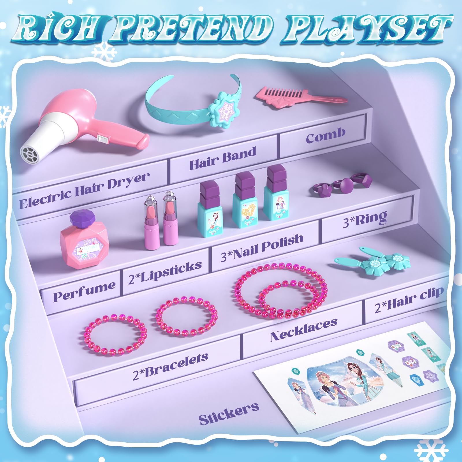 Foto 5 | Set De Tocador Pretend Play Lehoo Castle Con Accesorios Para Niñas - Venta Internacional.