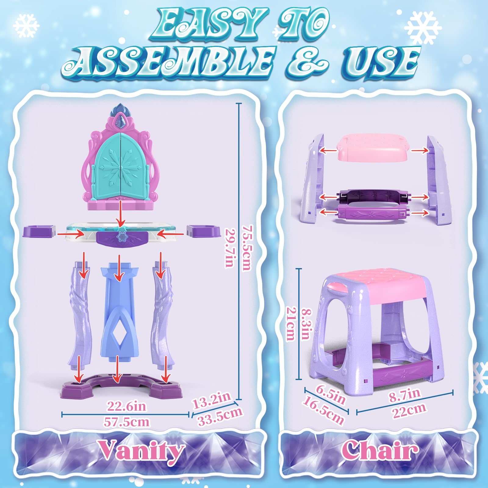 Foto 6 | Set De Tocador Pretend Play Lehoo Castle Con Accesorios Para Niñas - Venta Internacional.