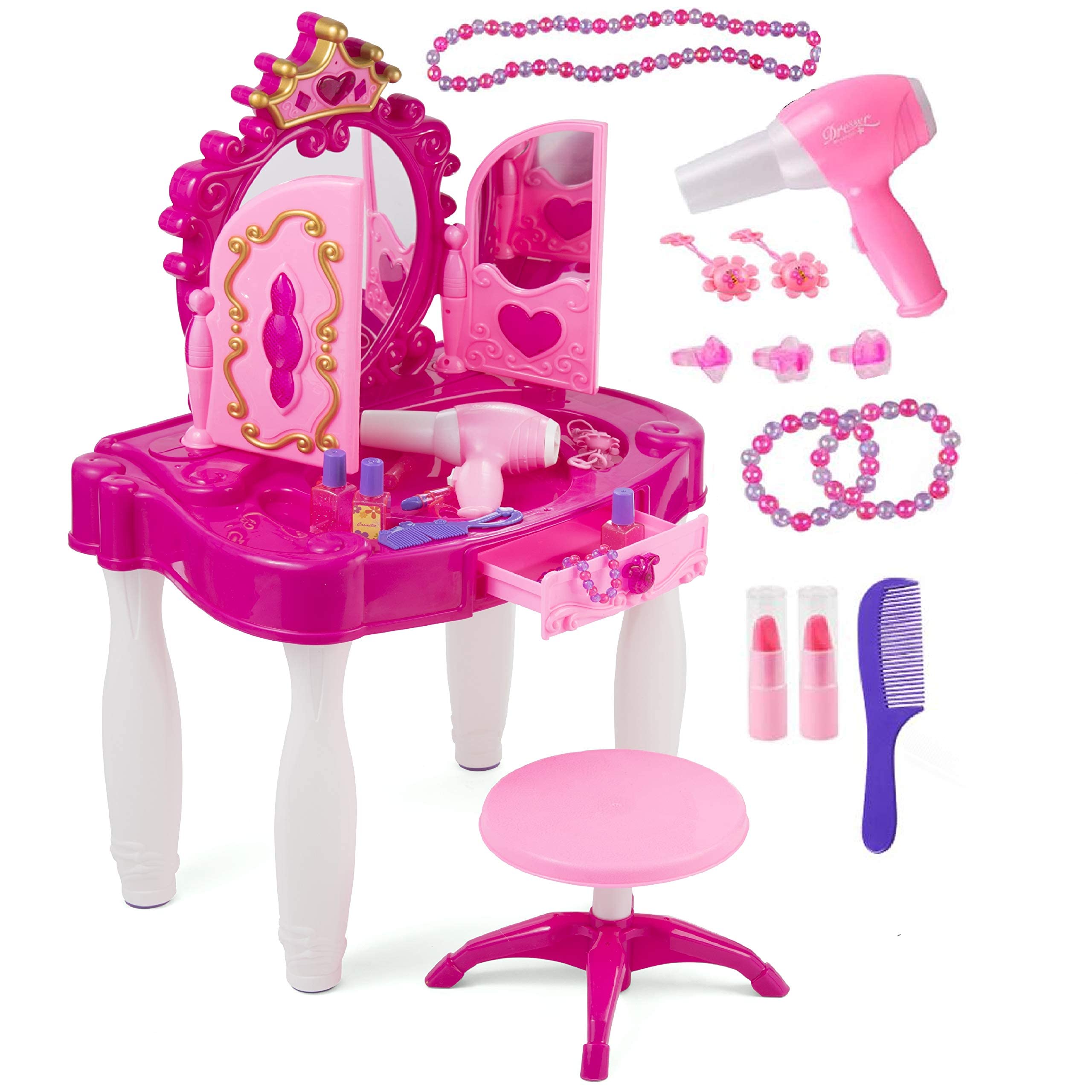 Foto 2 pulgar | Mesa De Maquillaje Prextex Kids Con Espejo, Silla Y Accesorios - Venta Internacional.