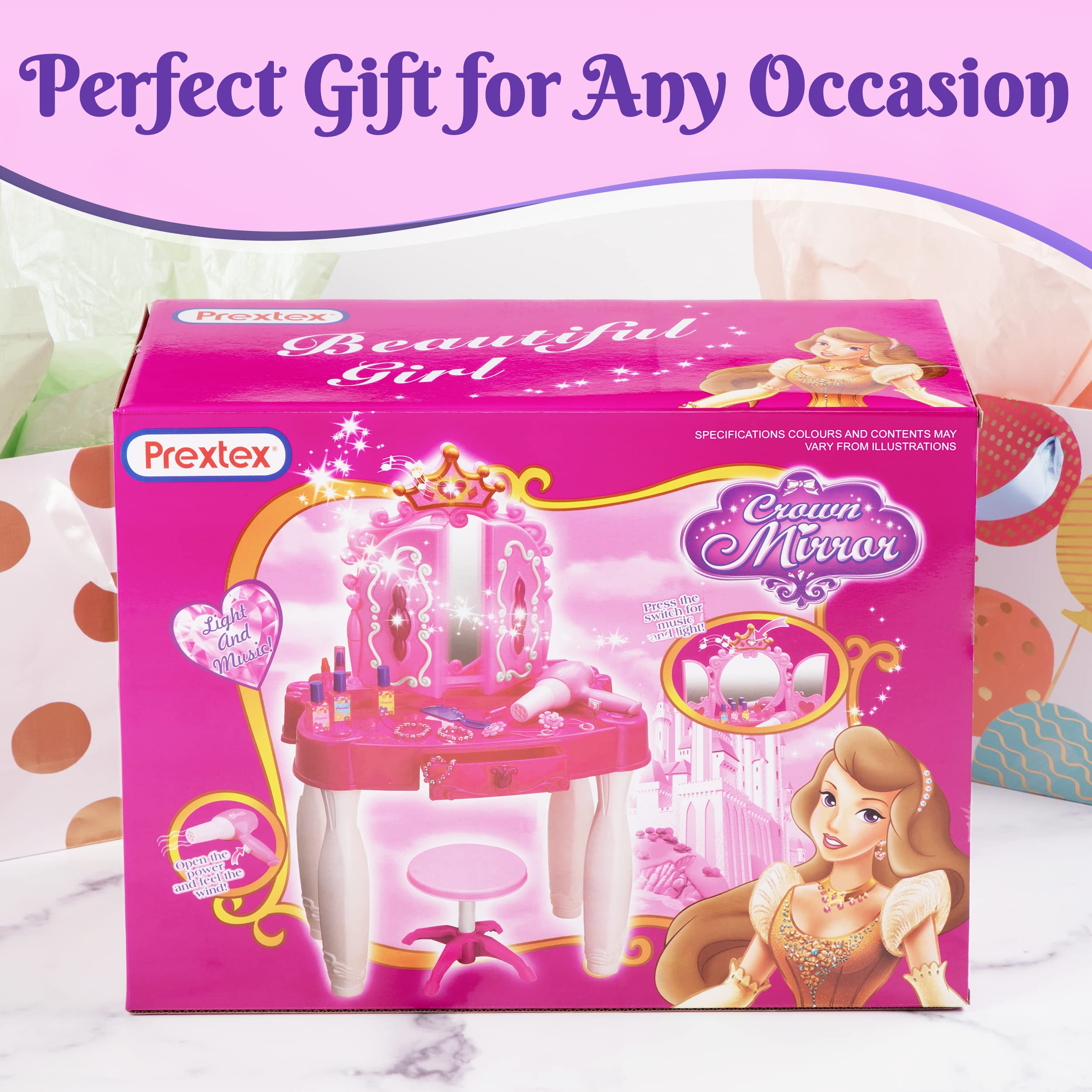 Foto 5 | Mesa De Maquillaje Prextex Kids Con Espejo, Silla Y Accesorios - Venta Internacional.