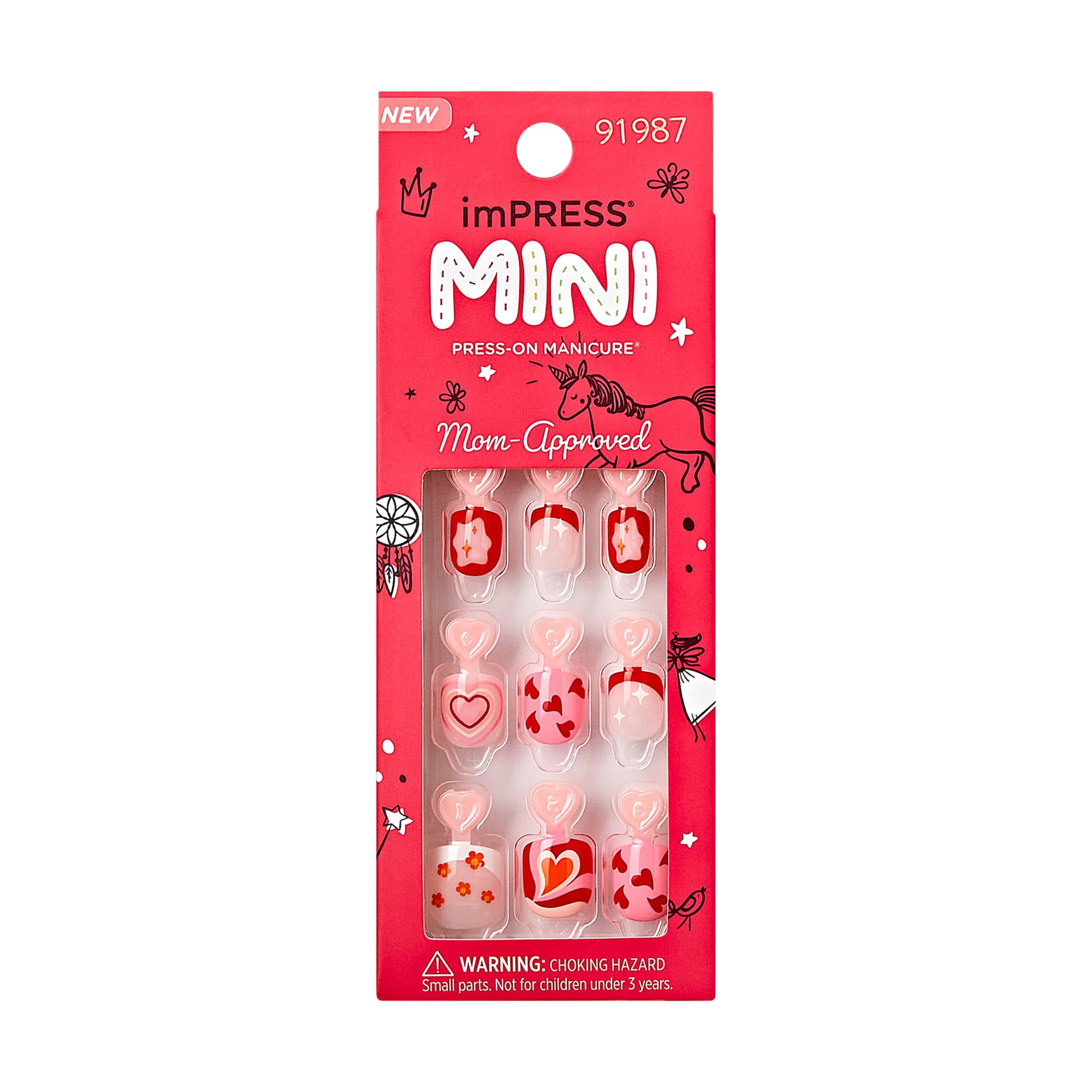 Foto 2 pulgar | Press-on Nails Impress «playground», Tamaño Infantil, Con Forma De Cuclilla Roja - Venta Internacional.