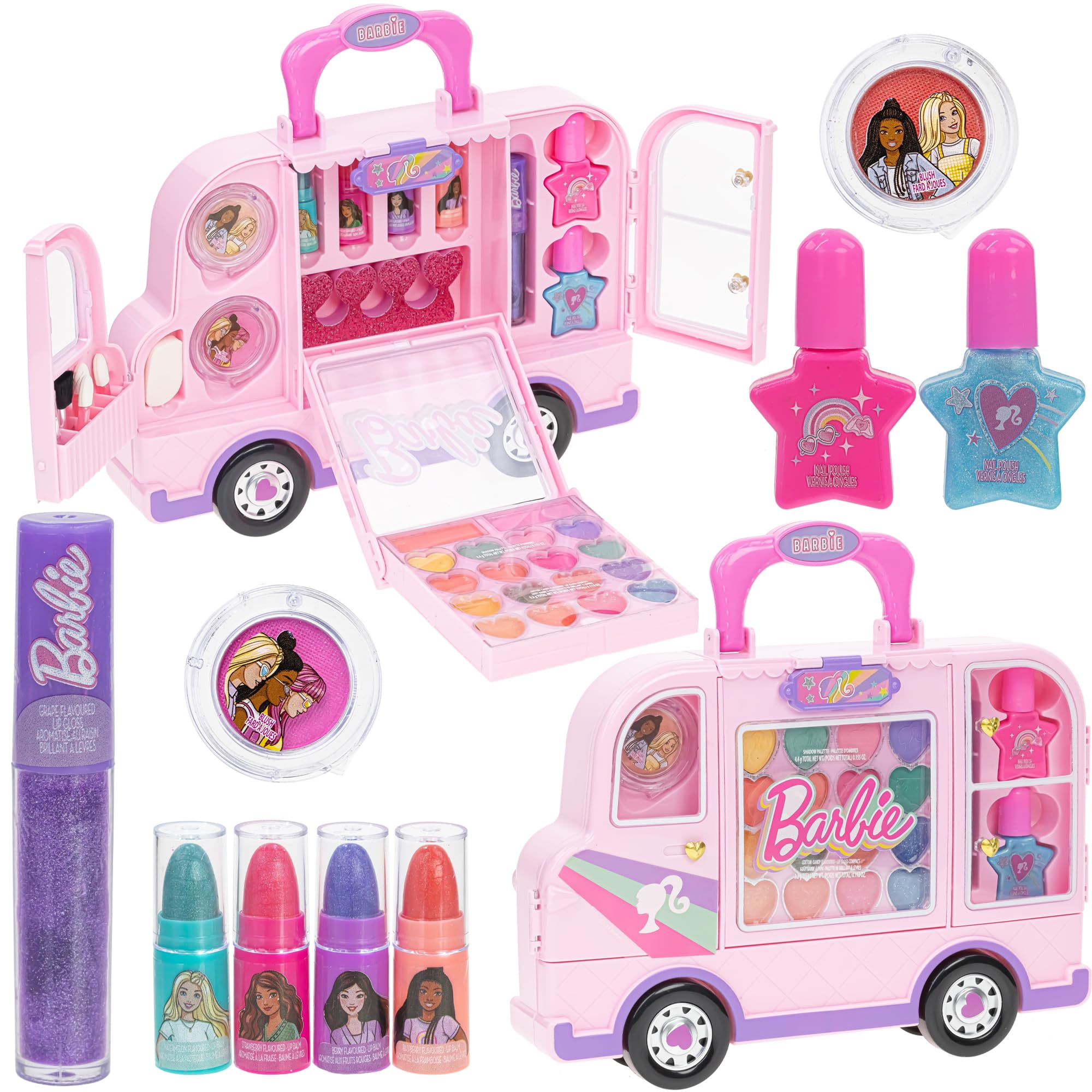 Kit De Maquillaje Townley Girl Barbie Car Con Brillo De Labios Y Esmalte De Uñas - Venta Internacional.