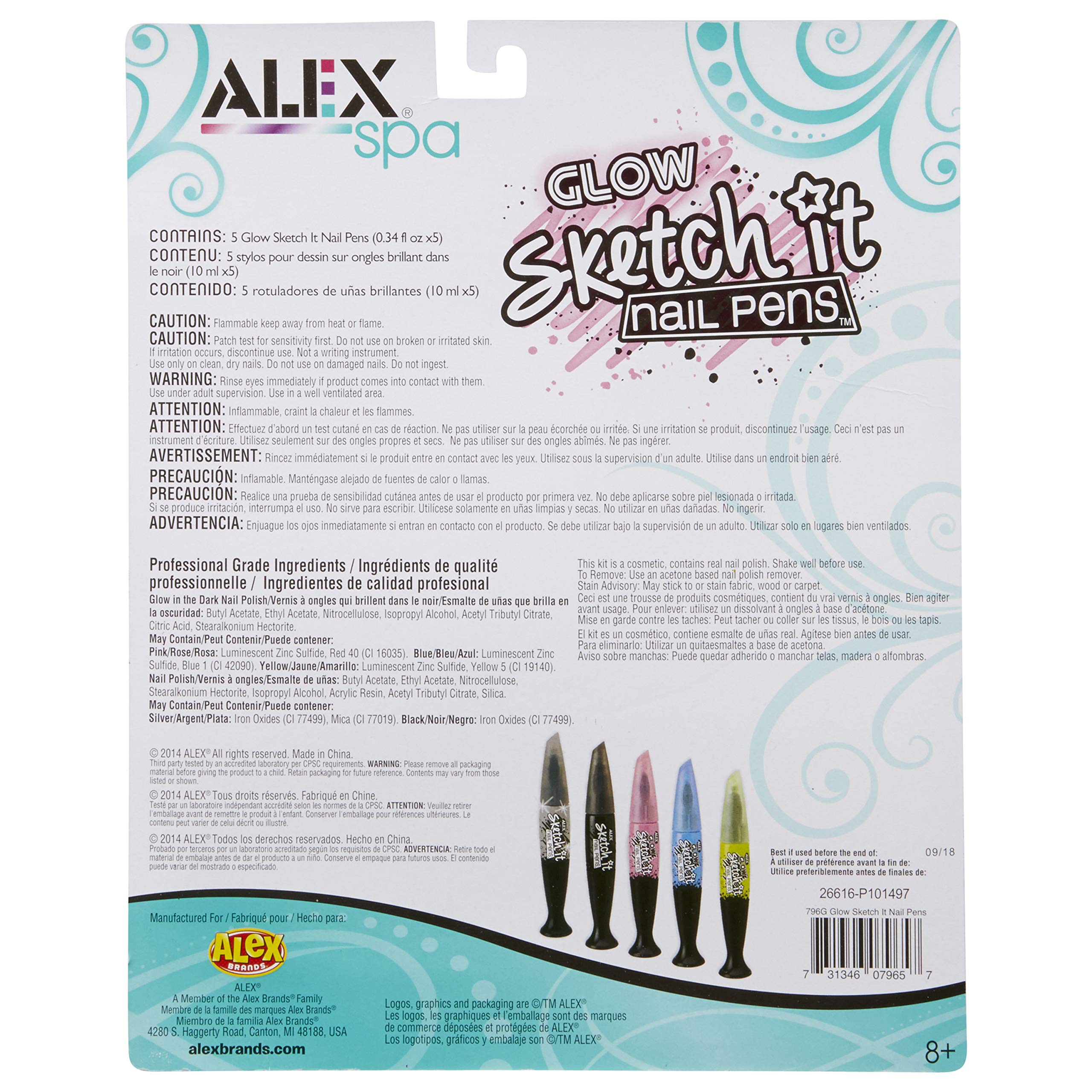 Foto 4 pulgar | Bolígrafos De Uñas Fashion Activity Alex Spa Glow Sketch It Para Niñas - Venta Internacional.