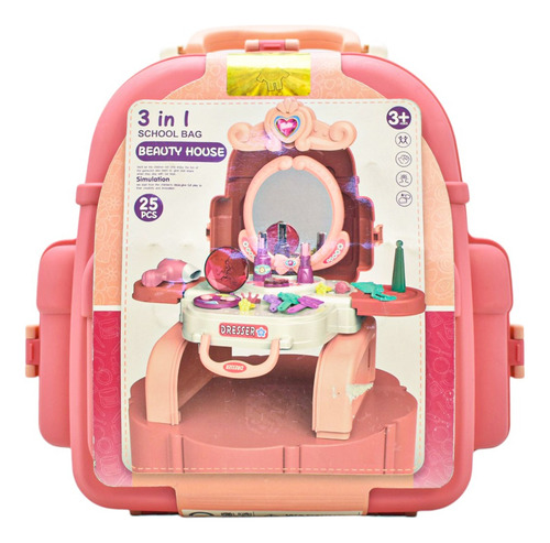 Foto 1 | Maletin Tocador De Belleza 3 En 1 Rosa Beauty House 8115p