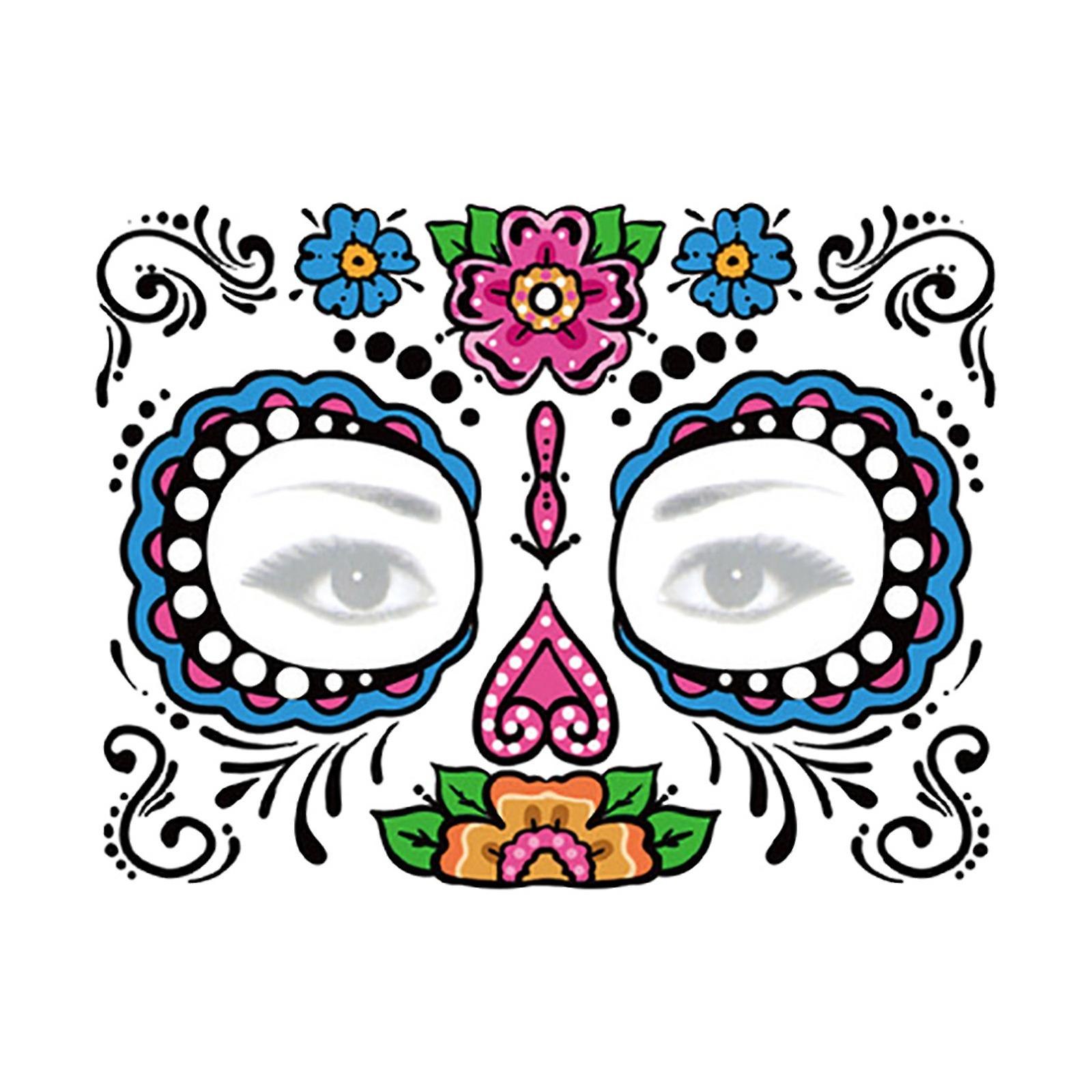 Foto 3 pulgar | Adhesivo Temporal Para Arte Facial  Impermeable  Calavera De Azúcar - Venta Internacional.