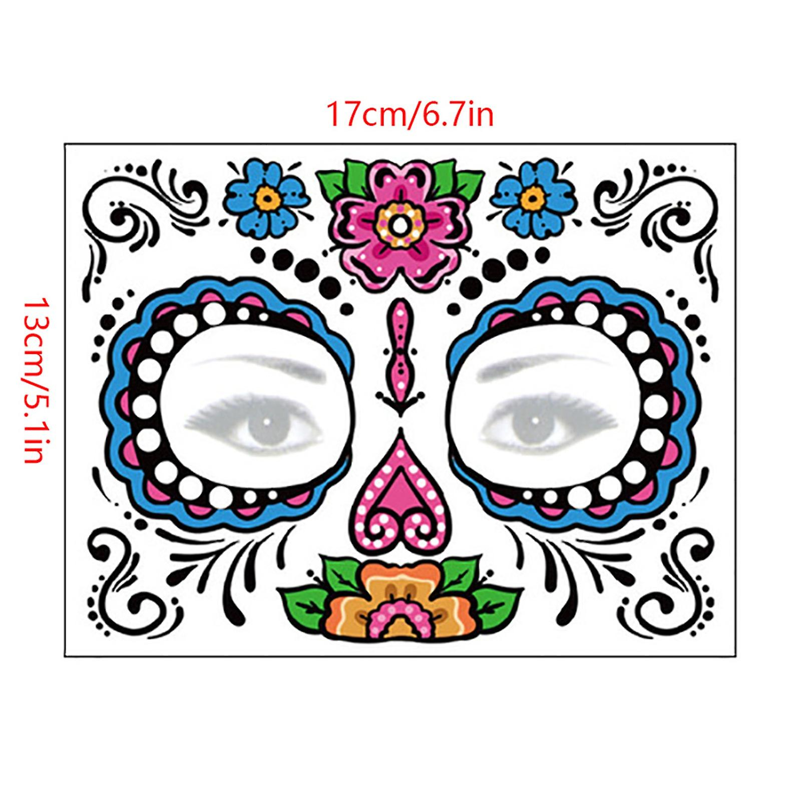 Foto 4 pulgar | Adhesivo Temporal Para Arte Facial  Impermeable  Calavera De Azúcar - Venta Internacional.