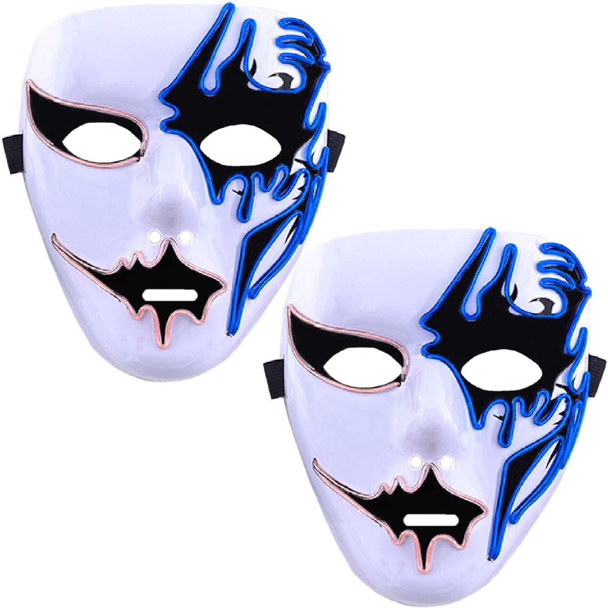 Foto 3 pulgar | Halloween Máscaras De Luz  Z-smilefun  Mxoen-002  2 Piezas  Plástico Pvc Color  Azul Con Blanco