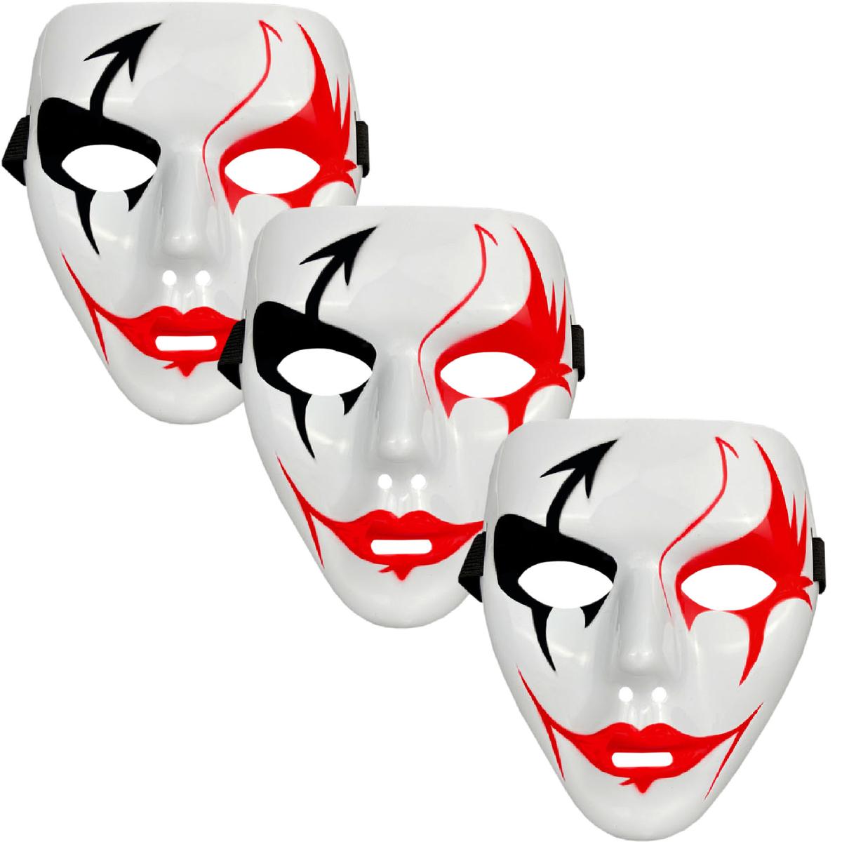 Máscaras Para Fiestas De Terror  Z-smilefun  Mxdve-003  3 Piezas  Plástico Pvc Color  Blanca Con Negro Y Rojo