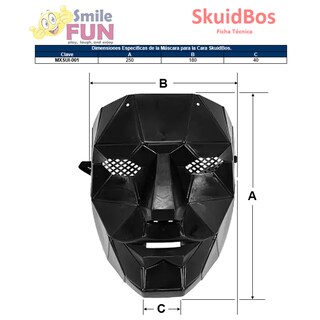 Foto 5 | Halloween Máscara Costum Z-smilefun Mxsui-002 2 Piezas Plástico Pvc Color Máscara Negra