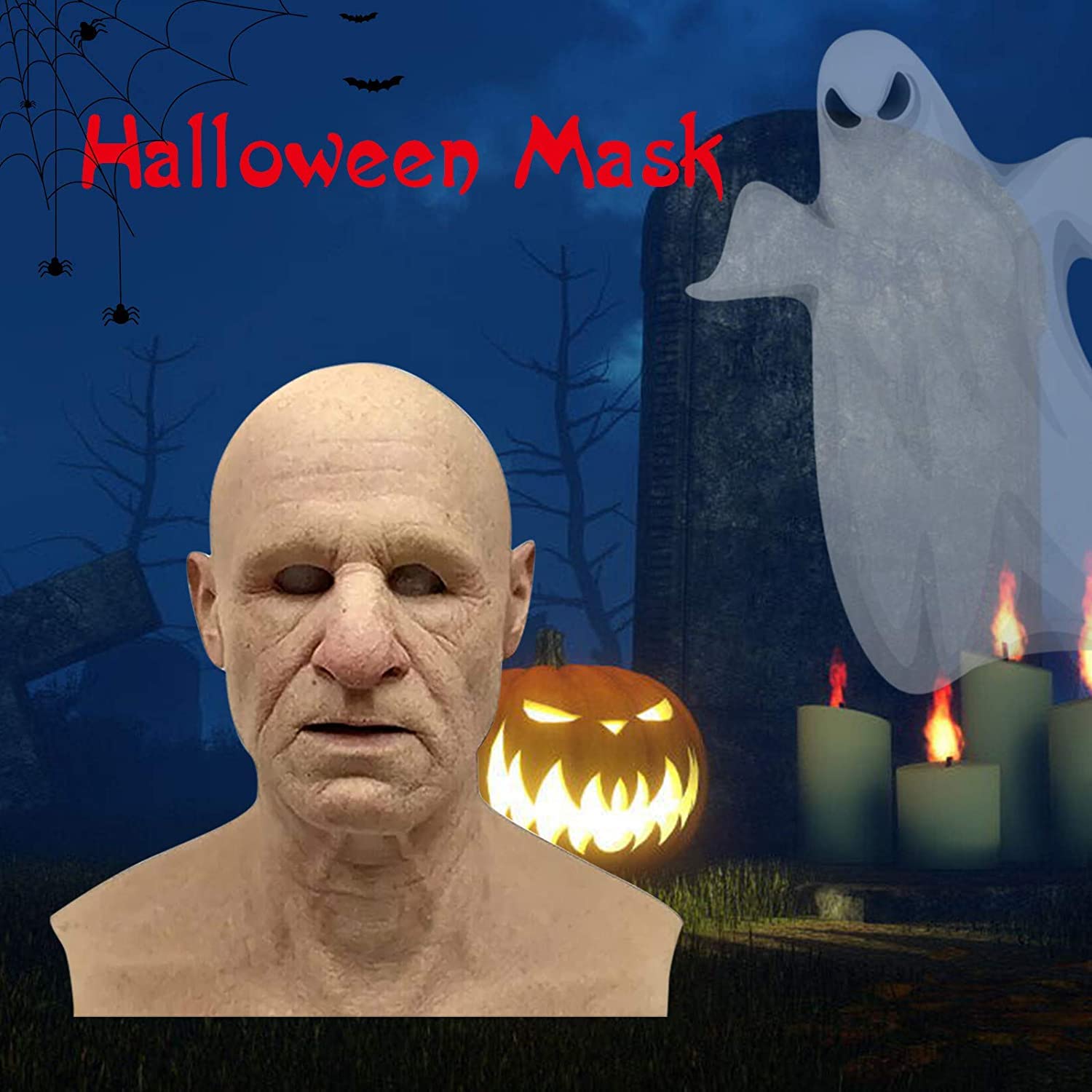 Foto 5 pulgar | Venta Internacional-halloween Mask, Realistic Old Man Mask ,human Latex Mask
