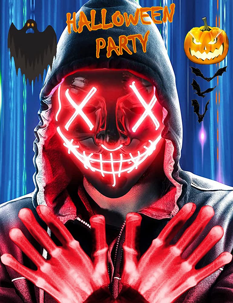 Foto 2 pulgar | Venta Internacional - Mascara y Guantes con Luz Led para Halloween