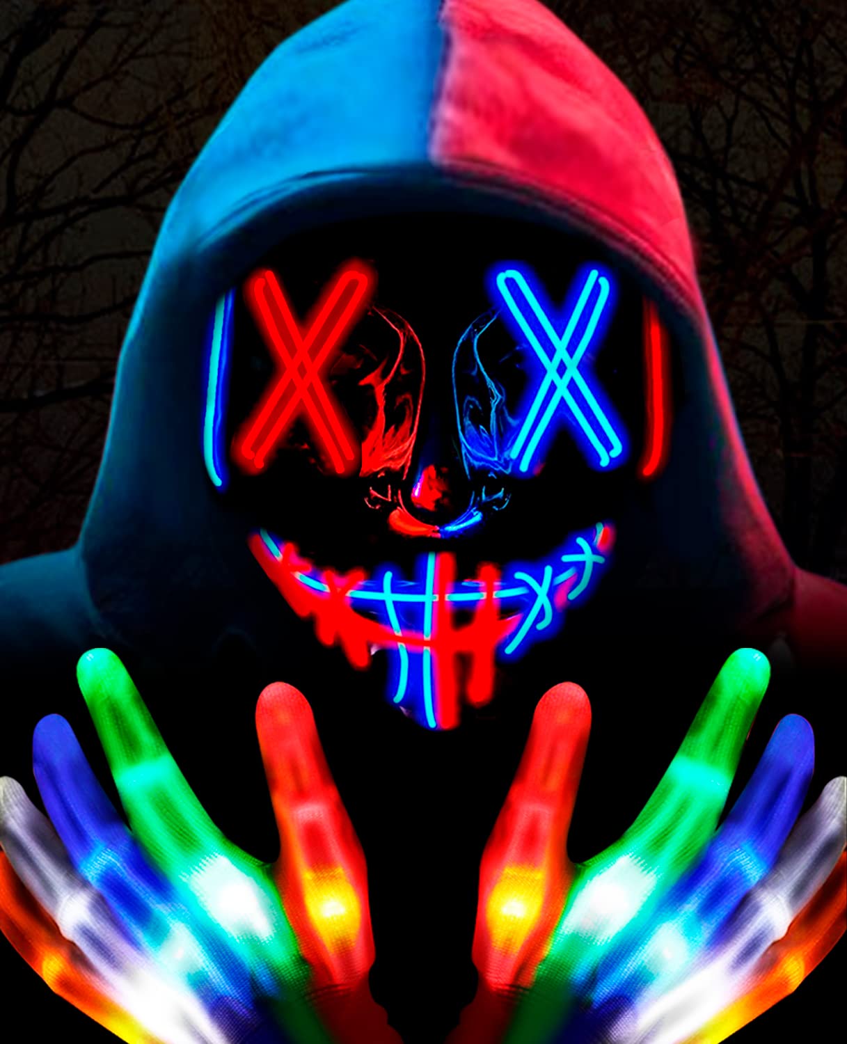Foto 2 pulgar | Venta Internacional - Mascara y Guantes con Luz Led Disfraz de Halloween