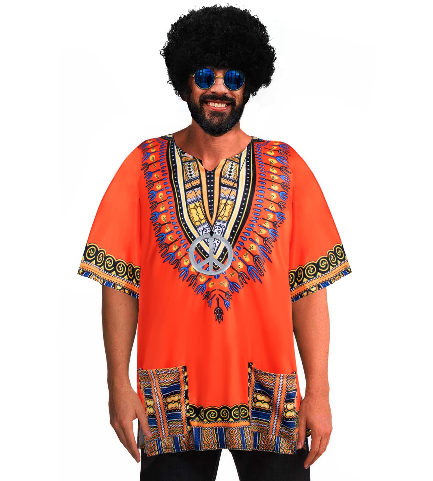 Foto 2 | Set De Disfraces Togrop Hippie De Los Años 60 Y 70, Peluca Afro Para Hombre - Venta Internacional.