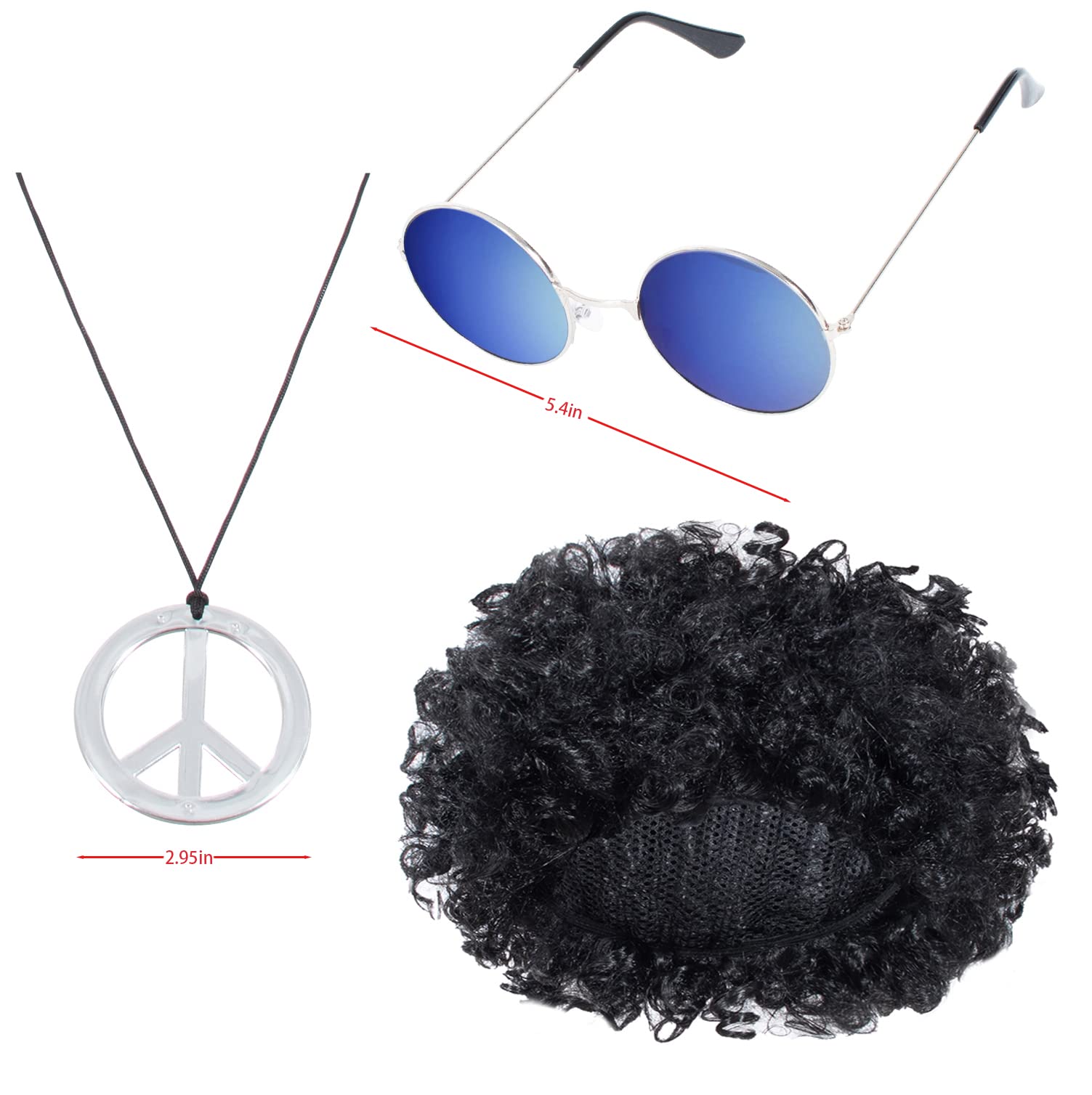 Foto 5 | Set De Disfraces Togrop Hippie De Los Años 60 Y 70, Peluca Afro Para Hombre - Venta Internacional.