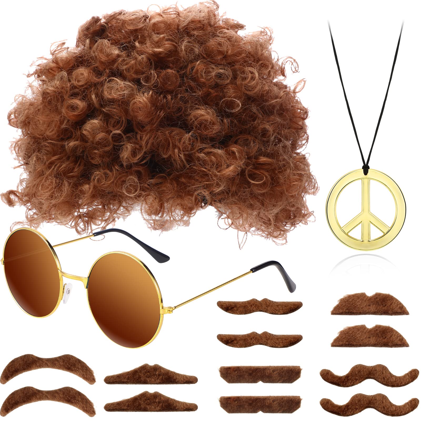 Set De Disfraces Willbond Hippie Afro Wig Disco Para Hombre, Color Marrón - Venta Internacional.