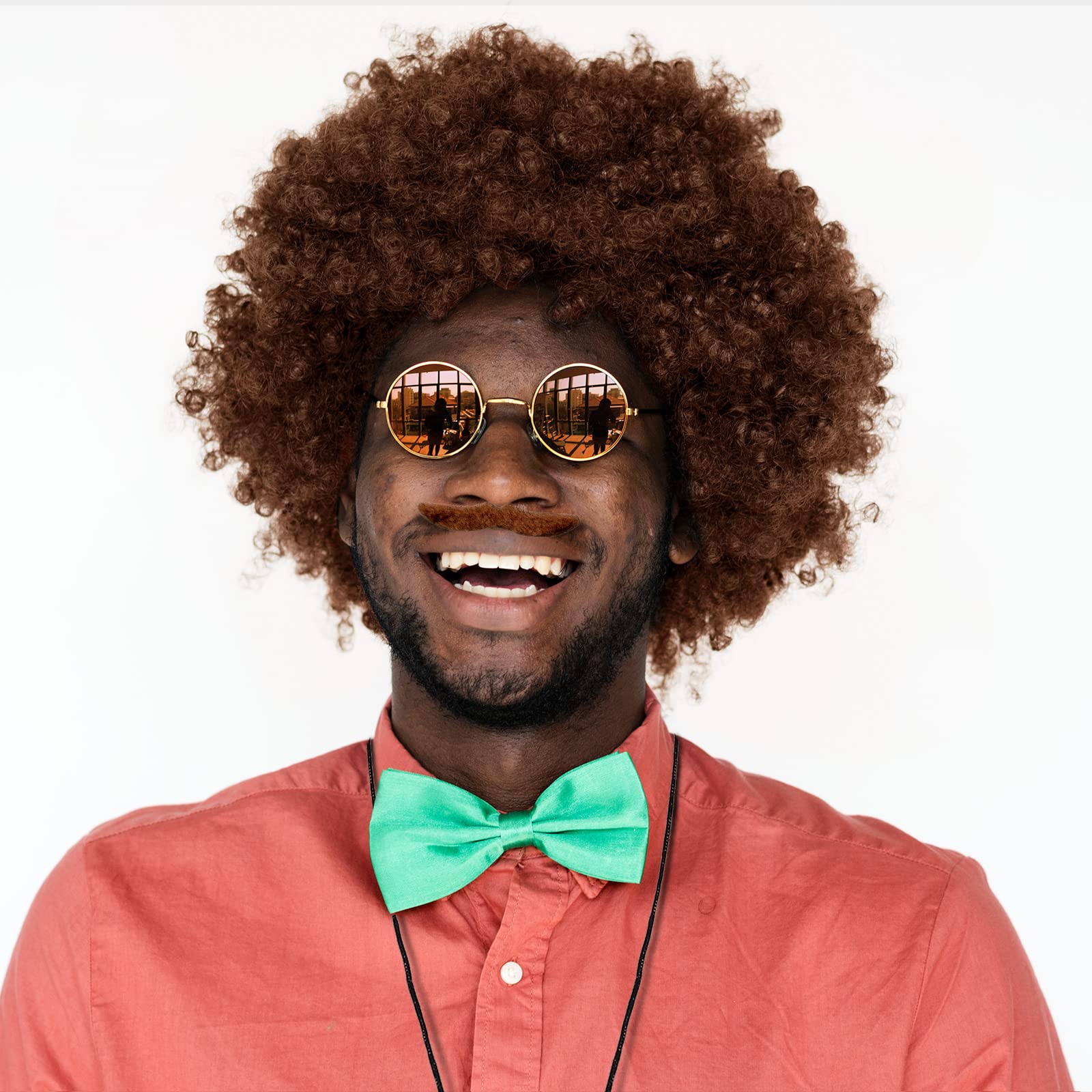 Foto 7 pulgar | Set De Disfraces Willbond Hippie Afro Wig Disco Para Hombre, Color Marrón - Venta Internacional.