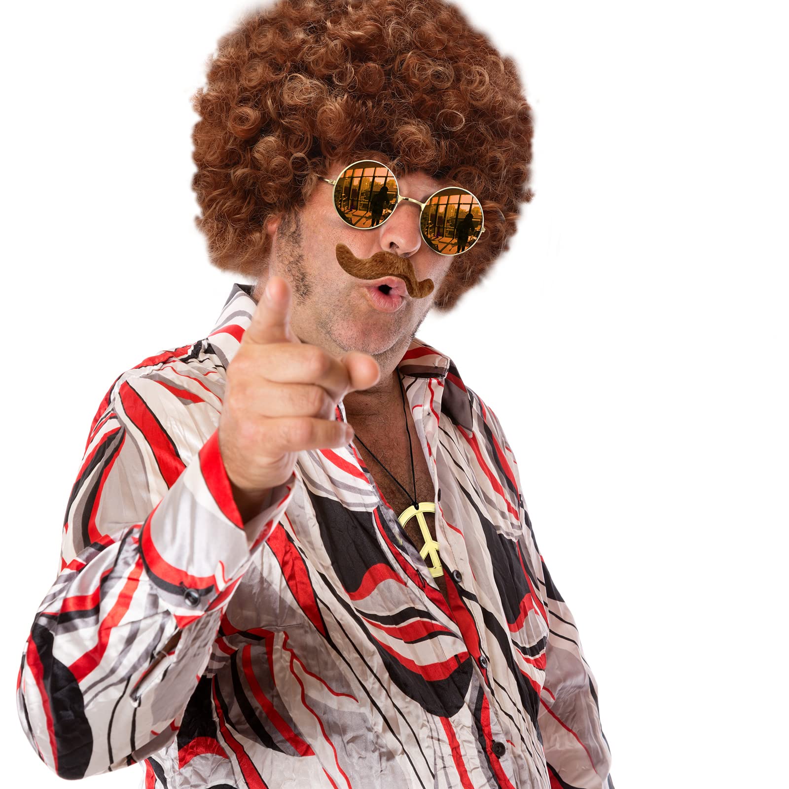 Foto 8 pulgar | Set De Disfraces Willbond Hippie Afro Wig Disco Para Hombre, Color Marrón - Venta Internacional.