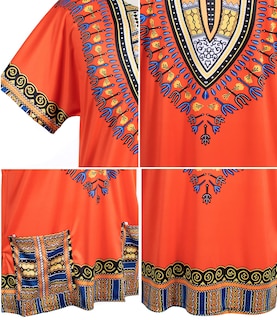 Foto 6 | Set De Disfraz Hippie De Los Años 60 Y 70 Para Hombre, Camiseta Afro Wig Naranja L - Venta Internacional.