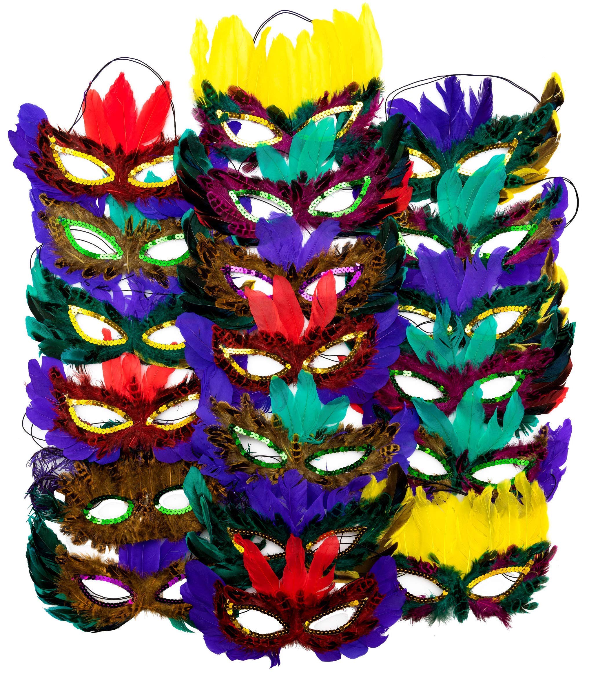 Foto 8 pulgar | Máscaras De Mardi Gras Novety 4e Con Plumas Para Adultos, Paquete De 12 - Venta Internacional.