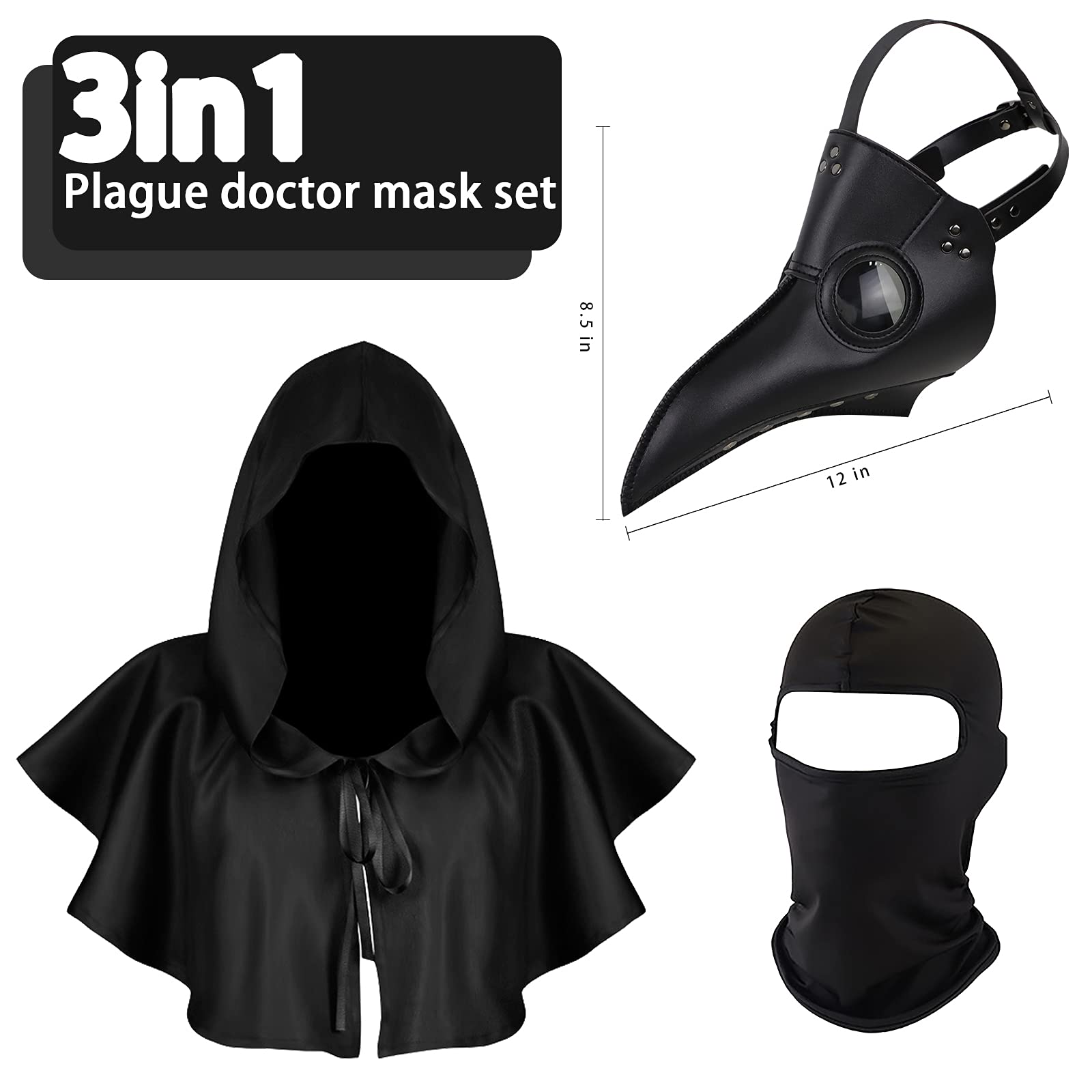Foto 8 pulgar | Set De Disfraces De Plague Doctor Mask Nc Para Halloween - Venta Internacional.