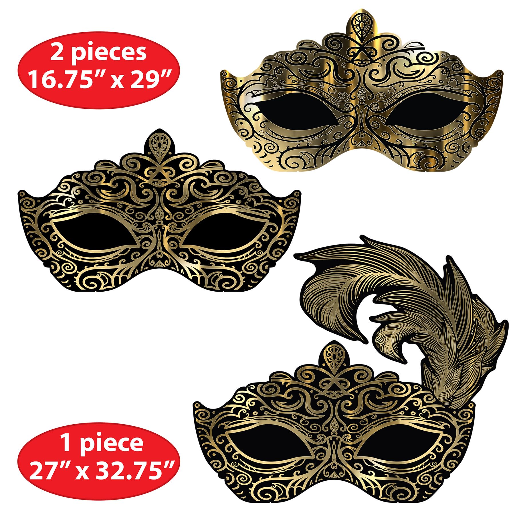 Foto 2 | Máscara Veneciana Beistle Para Decoración De Pared, Carnaval Y Carnaval, 3 Unidades - Venta Internacional.