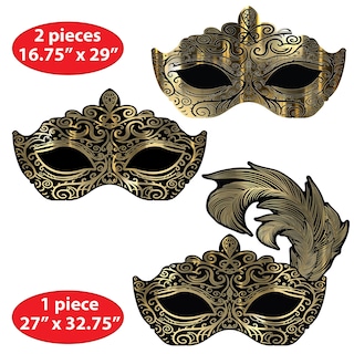 Foto 2 | Máscara Veneciana Beistle Para Decoración De Pared, Carnaval Y Carnaval, 3 Unidades - Venta Internacional.