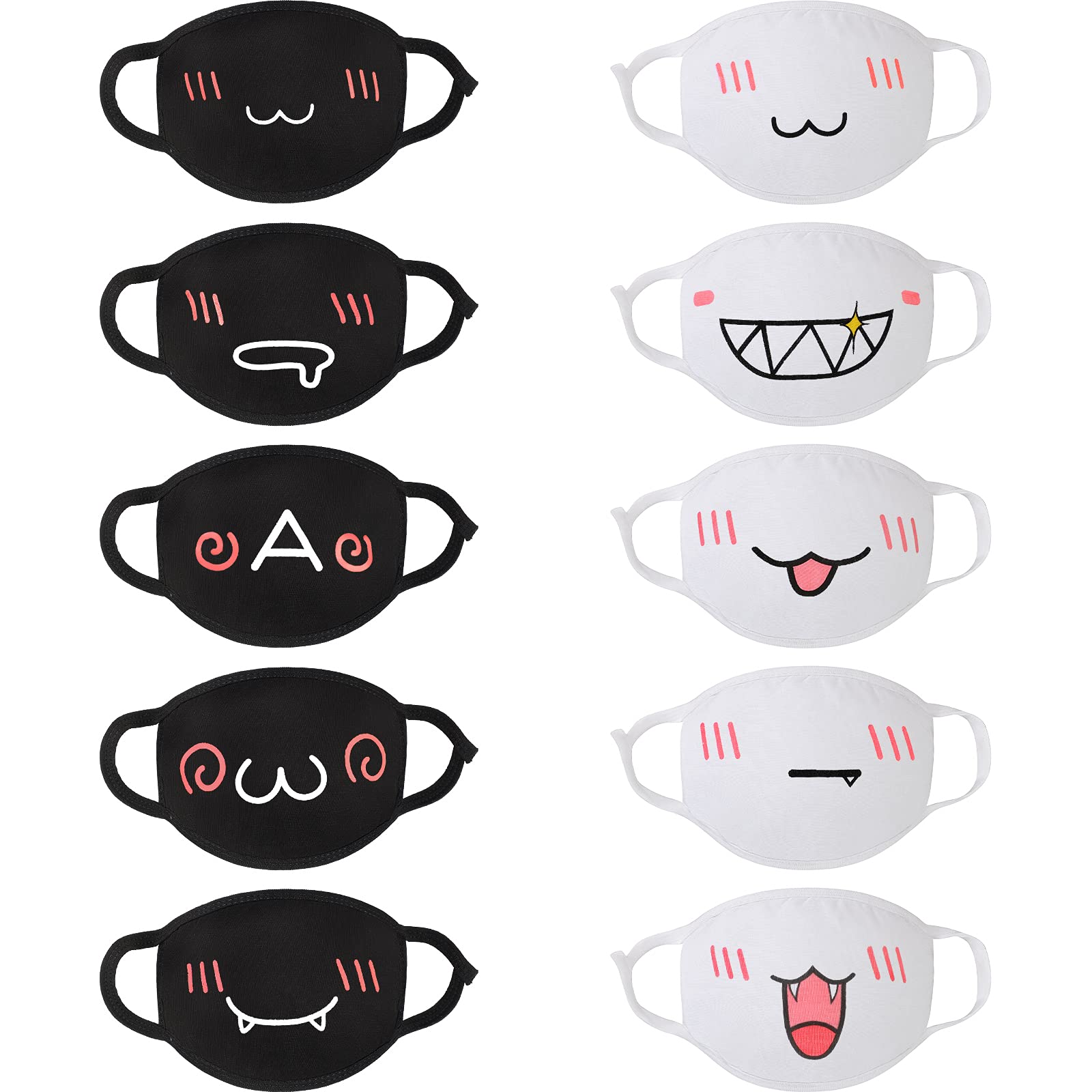 Foto 2 pulgar | Máscaras Faciales Zhanmai Kawaii Anime Cute Reutilizables, 10 Unidades, Negro/blanco - Venta Internacional.