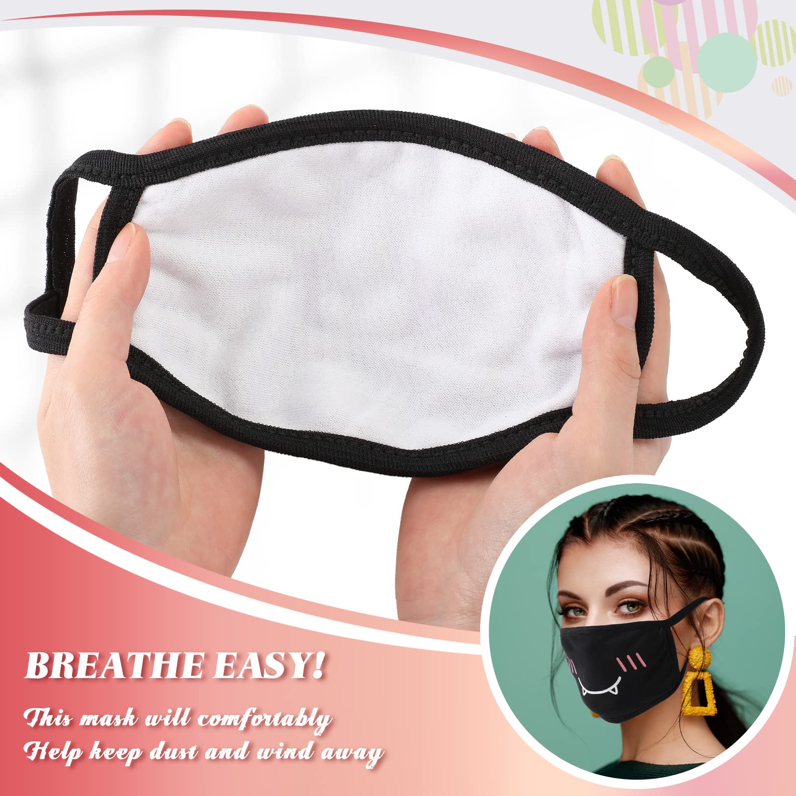 Foto 4 | Máscaras Faciales Zhanmai Kawaii Anime Cute Reutilizables, 10 Unidades, Negro/blanco - Venta Internacional.