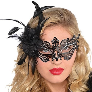 Foto 2 | Máscara Amscan Lujosa Gema De Filigrana Negra Con Estampado Floral Para Halloween - Venta Internacional.