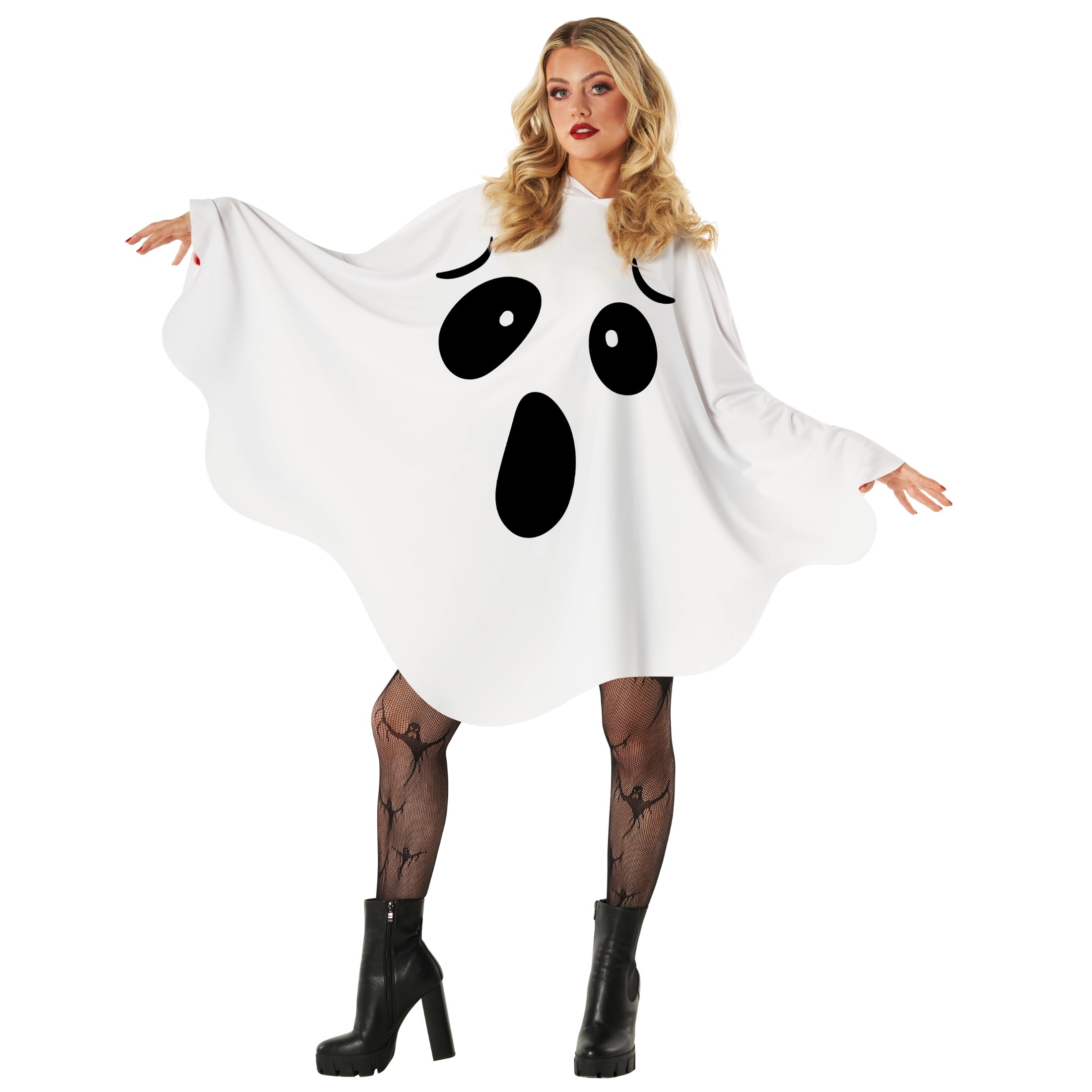 Foto 5 pulgar | Poncho Morph Ghost Para Mujer Adulta Con Disfraz De Fantasma Para Halloween - Venta Internacional.