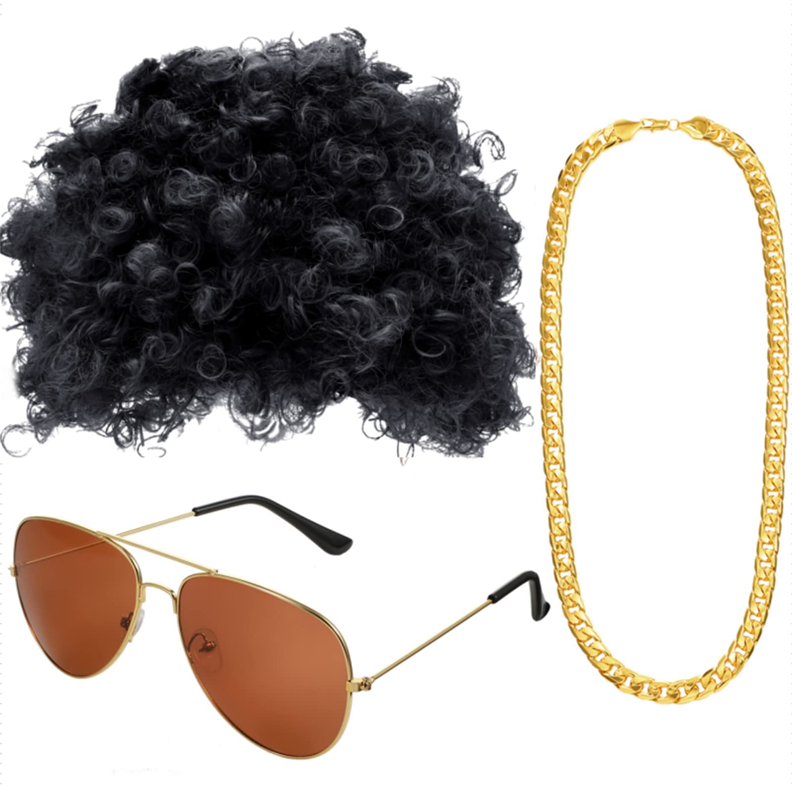 Foto 1 | Set De Disfraz Gejoy Hippie Disco Para Hombre Con Peluca Afro Y Gafas De Sol - Venta Internacional.