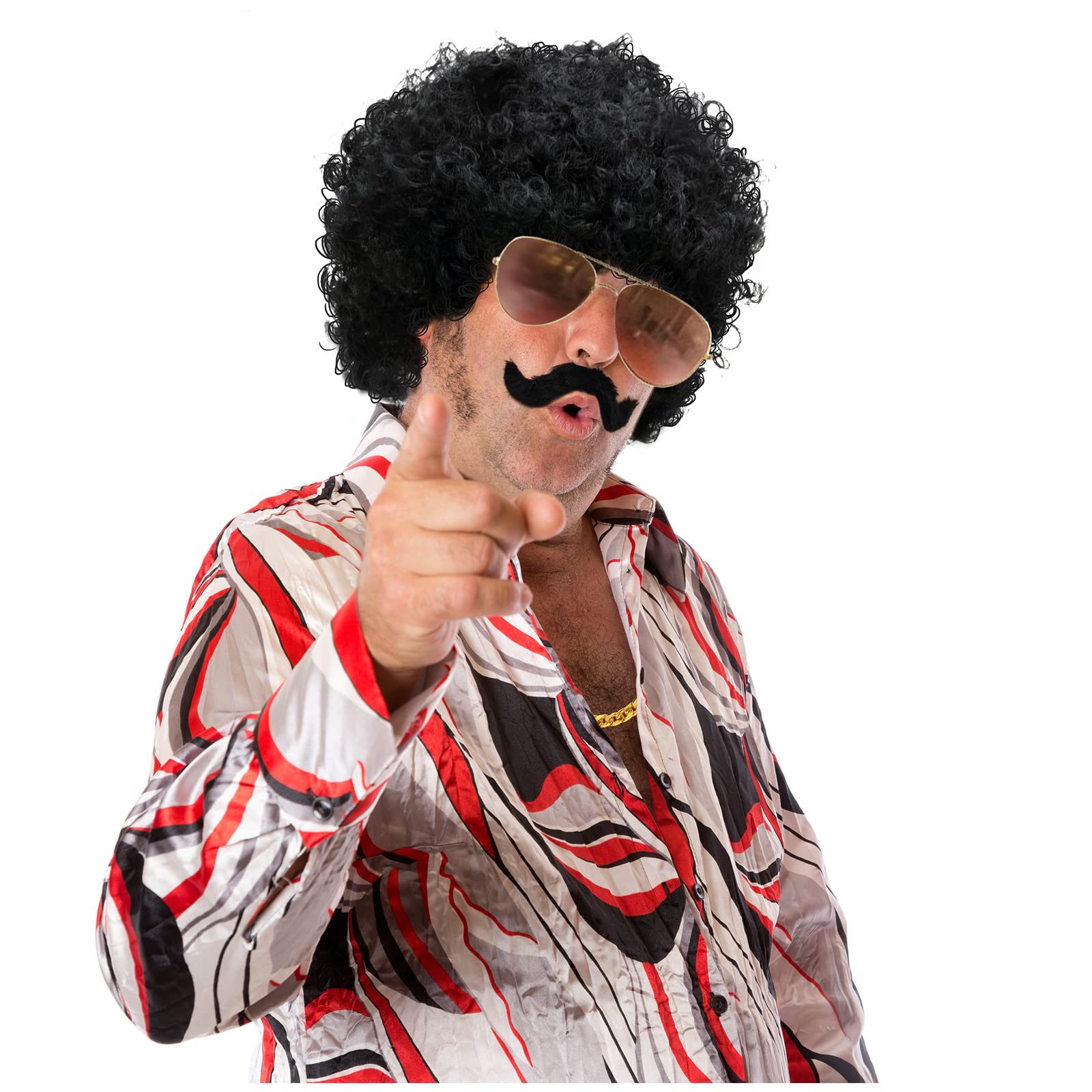 Foto 6 pulgar | Set De Disfraz Gejoy Hippie Disco Para Hombre Con Peluca Afro Y Gafas De Sol - Venta Internacional.