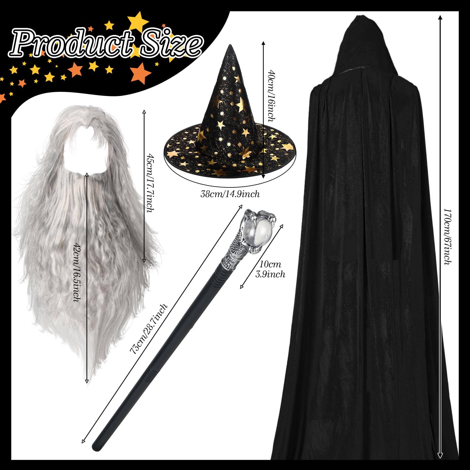 Foto 3 pulgar | Set De Disfraz De Mago De Halloween Hicarer Para Adultos (negro) - Venta Internacional.
