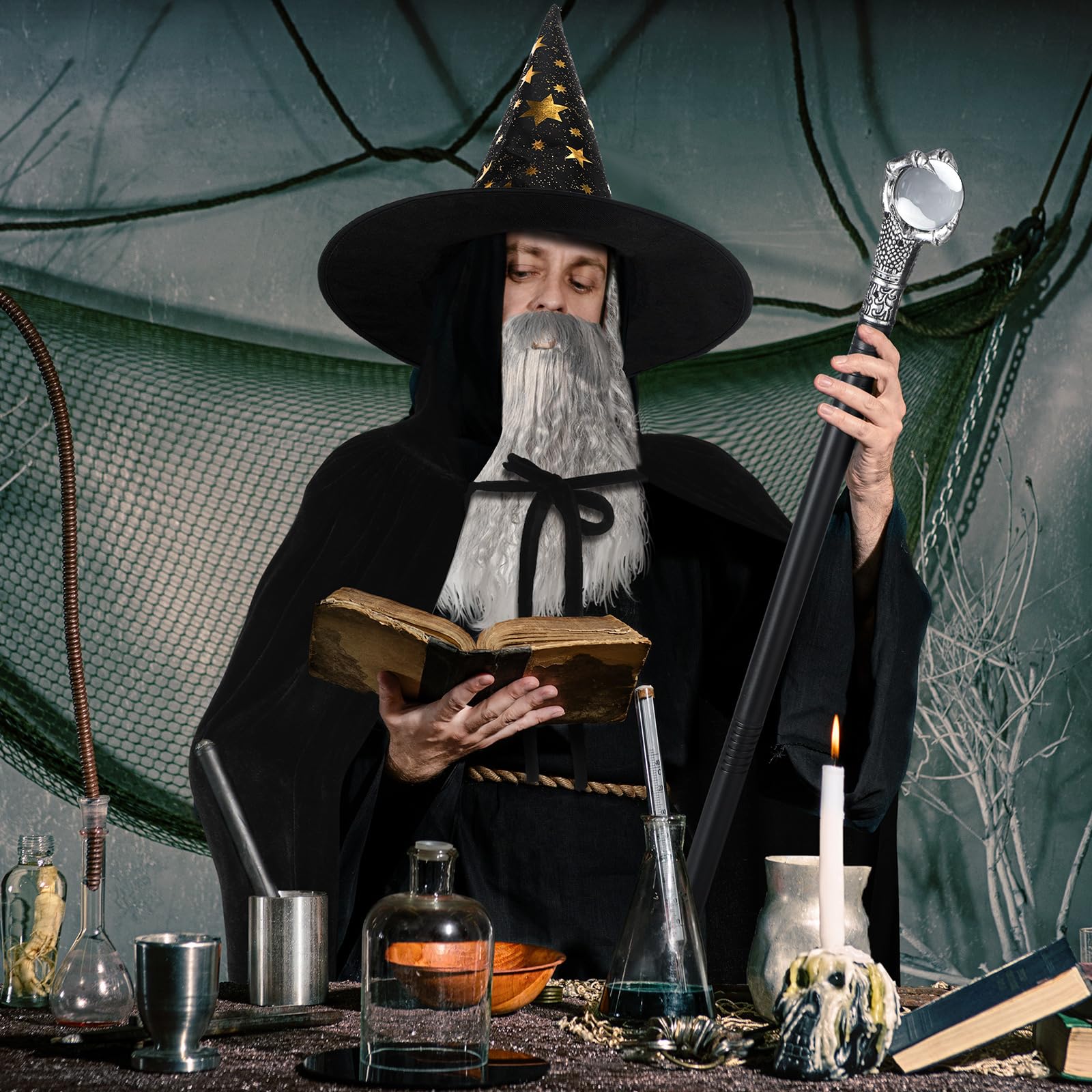Foto 6 pulgar | Set De Disfraz De Mago De Halloween Hicarer Para Adultos (negro) - Venta Internacional.
