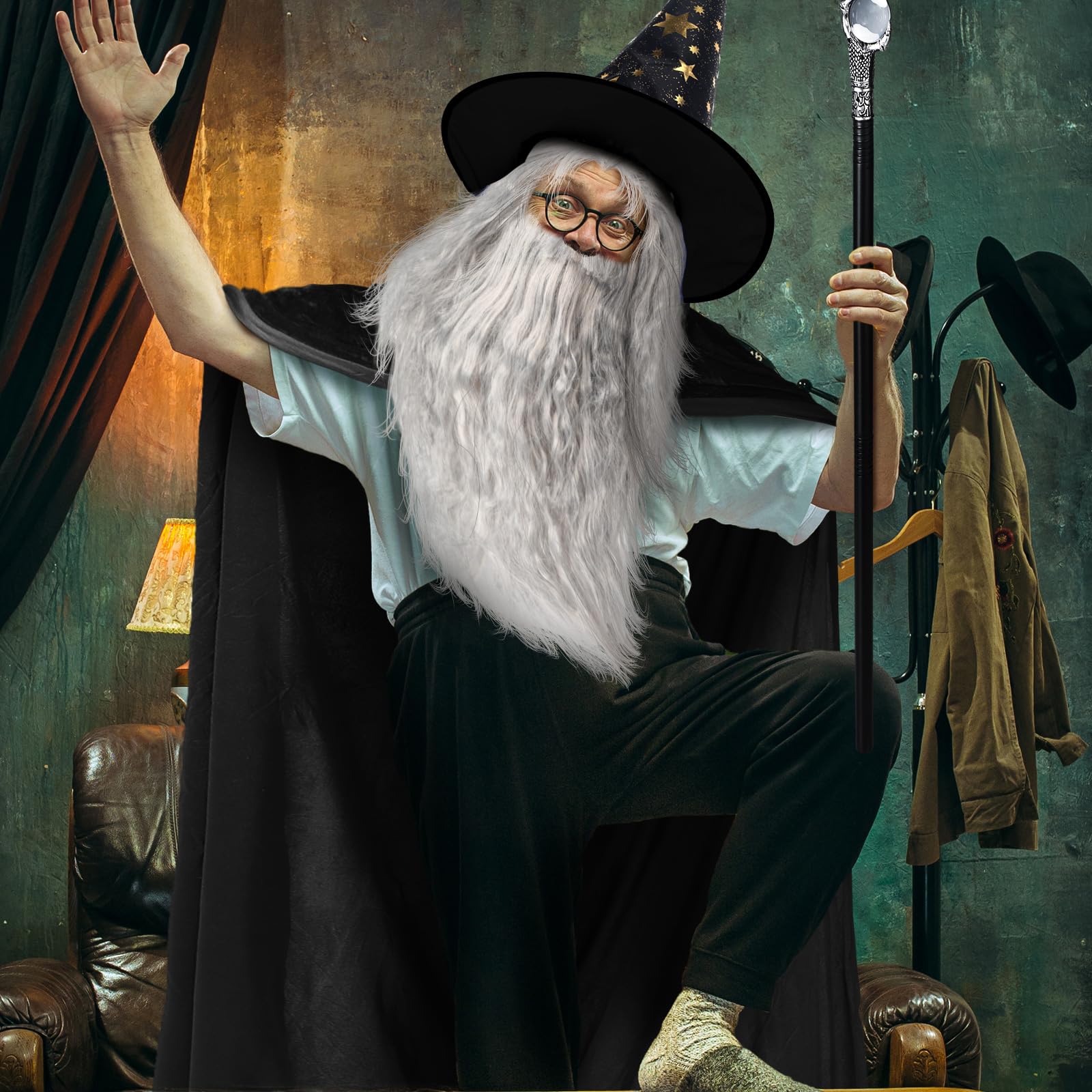 Foto 7 pulgar | Set De Disfraz De Mago De Halloween Hicarer Para Adultos (negro) - Venta Internacional.