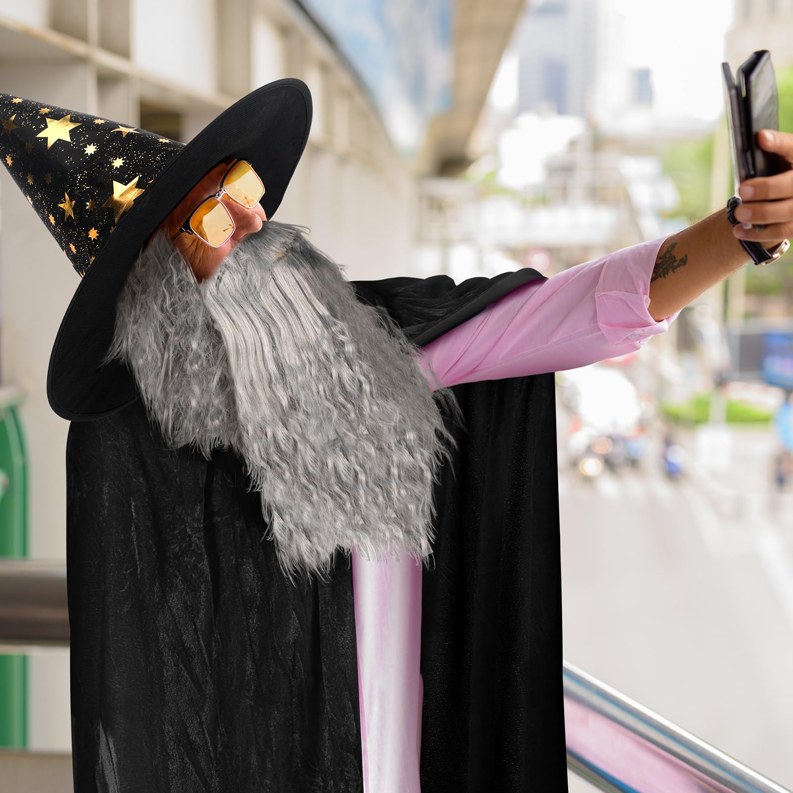 Foto 7 | Set De Disfraz De Mago De Halloween Hicarer Para Adultos (negro) - Venta Internacional.
