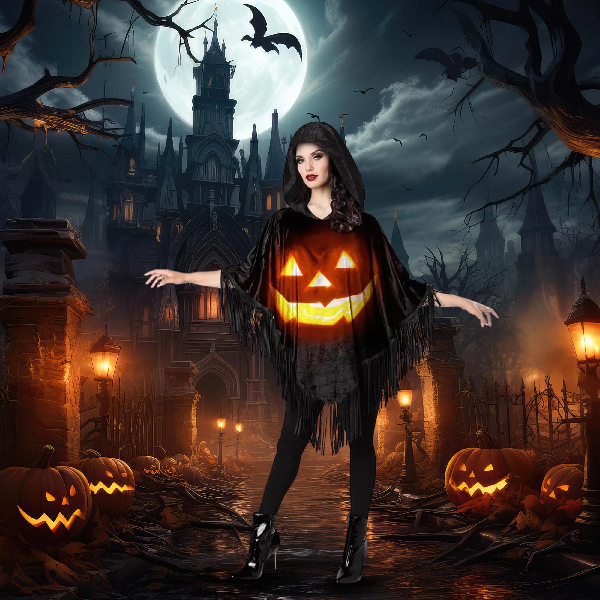 Foto 4 pulgar | Poncho Jack-o-lantern De Costume Fun World Para Mujer  Halloween - Venta Internacional.