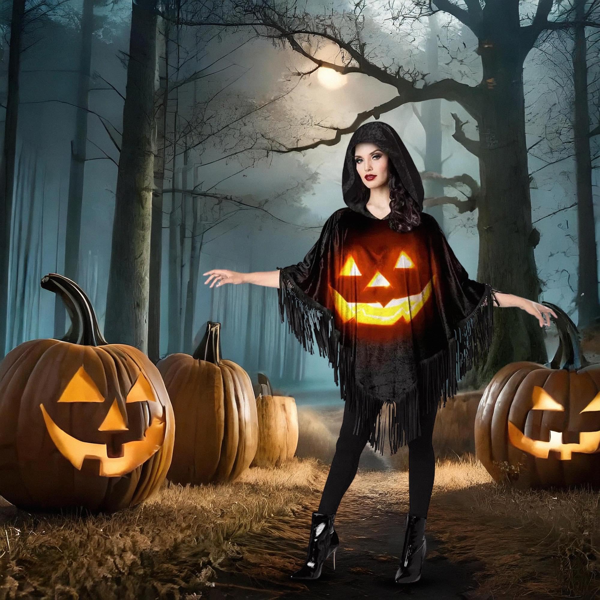 Foto 5 pulgar | Poncho Jack-o-lantern De Costume Fun World Para Mujer  Halloween - Venta Internacional.