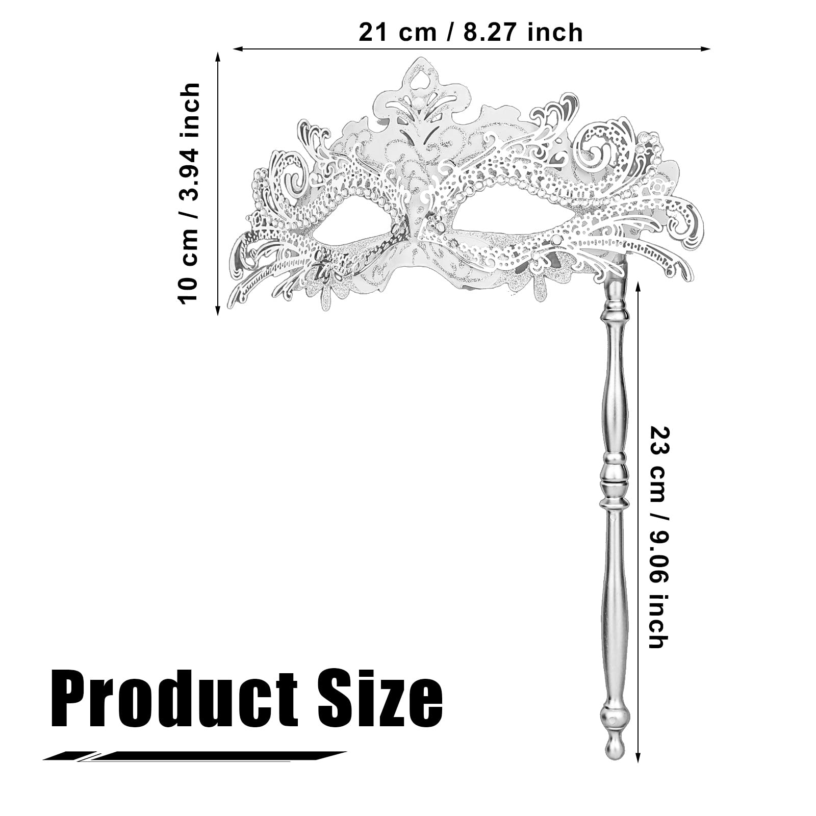 Foto 3 pulgar | Máscara De Mascarada Luter Con Bastón Para Disfraz De Mujer  Color Plateado - Venta Internacional.
