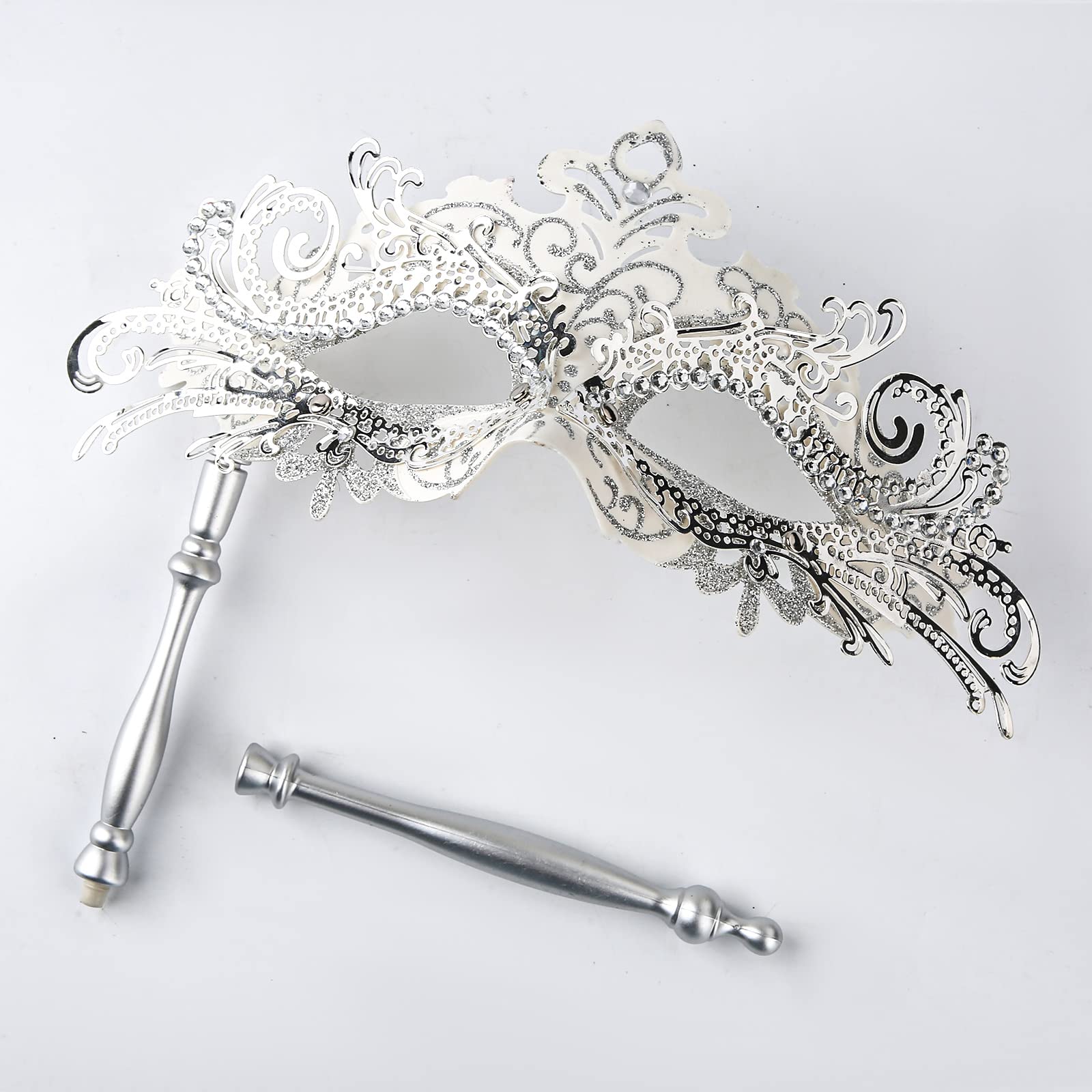 Foto 4 pulgar | Máscara De Mascarada Luter Con Bastón Para Disfraz De Mujer  Color Plateado - Venta Internacional.
