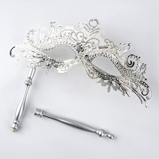 Foto 3 | Máscara De Mascarada Luter Con Bastón Para Disfraz De Mujer Color Plateado - Venta Internacional.