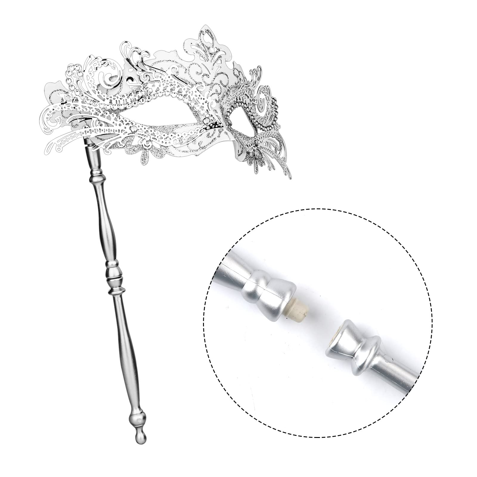 Foto 5 pulgar | Máscara De Mascarada Luter Con Bastón Para Disfraz De Mujer  Color Plateado - Venta Internacional.
