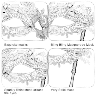 Foto 5 | Máscara De Mascarada Luter Con Bastón Para Disfraz De Mujer Color Plateado - Venta Internacional.