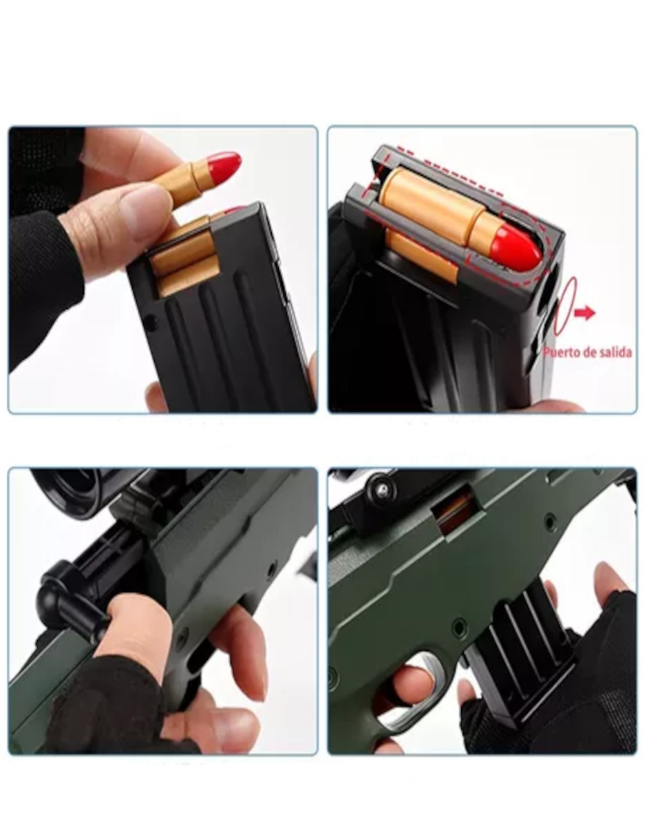 Foto 5 pulgar | Pistola De Juguete Francotirador Con Balas De Espuma + Termo De Agua G