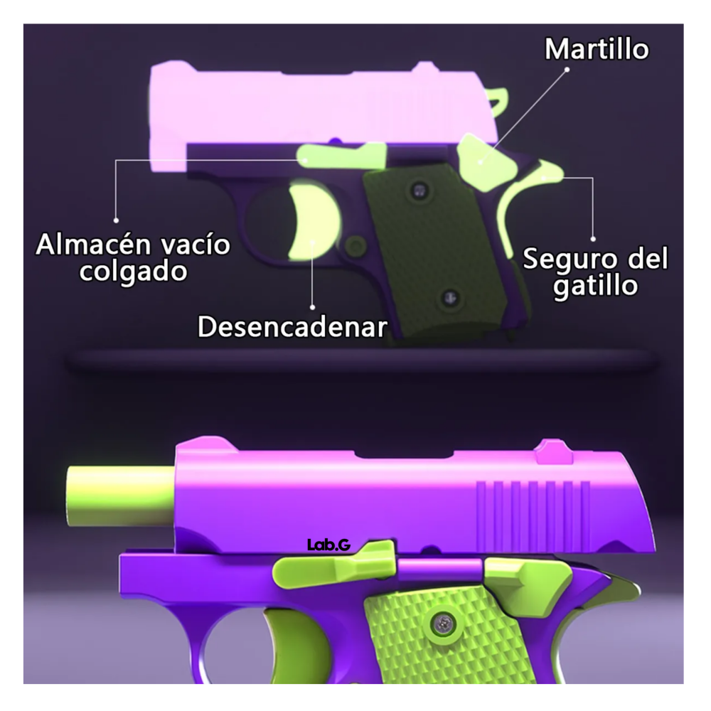 Foto 4 pulgar | Juguetes Antiestrés Pistola Lab.g  Violeta Verde Claro