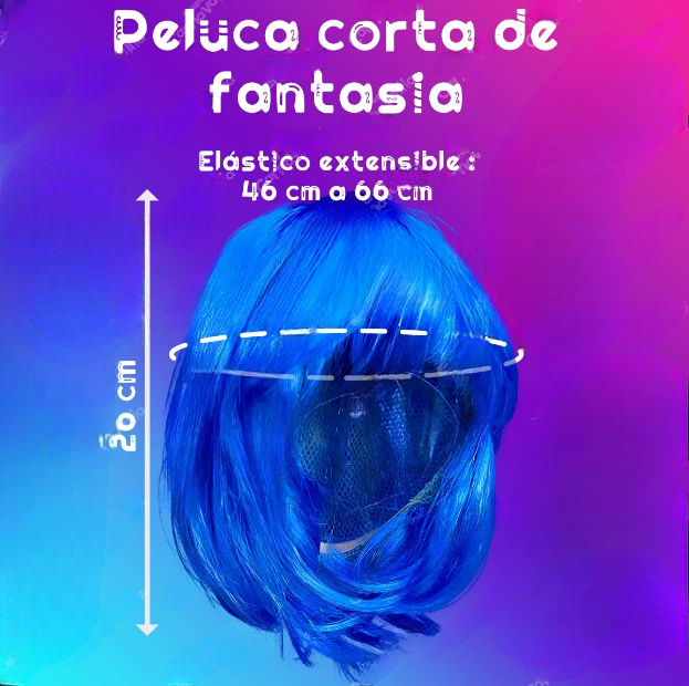 Foto 3 | Peluca Xtellar Corta Lacia Azul Mar Disfraz Fantasía Fiesta Cosplay